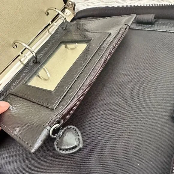 Brighton Black Leather Binder with Croc Emboss and Silver Decorative Clasp - Picture 7 of 13